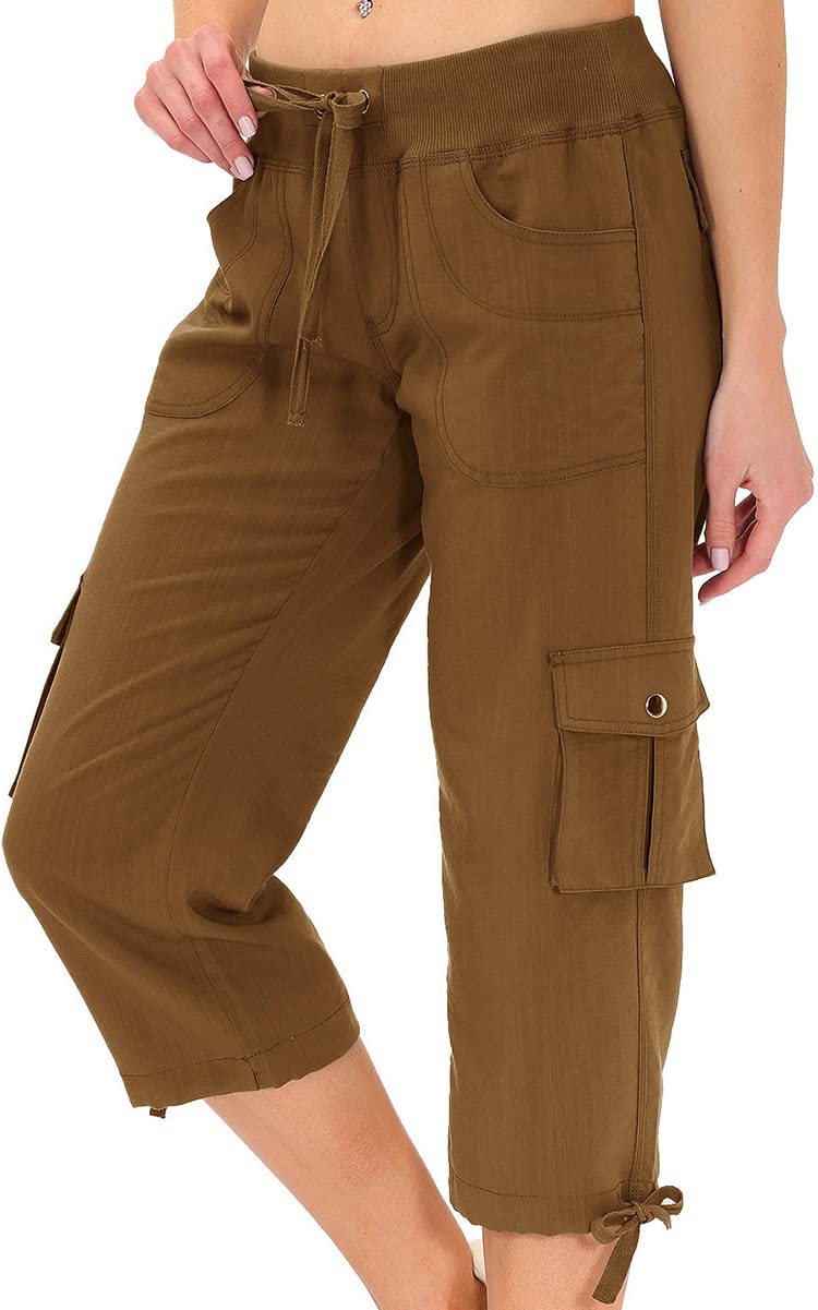 Womens Hiking Cargo Shorts Dry Fit Stretch Athletic Shorts with Pockets Yellow 1