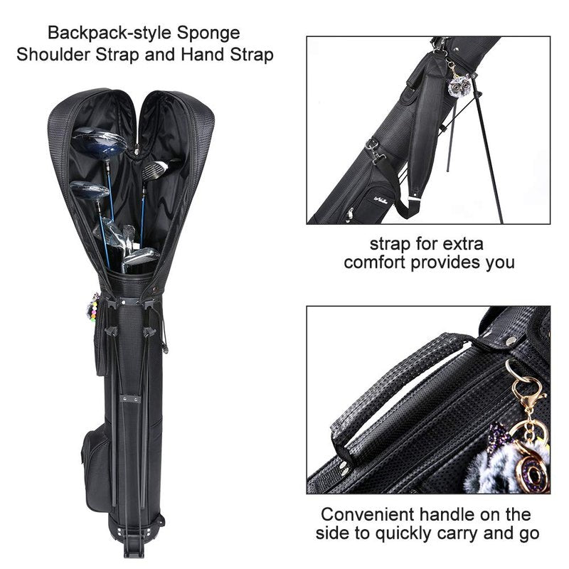 Golf Bag with Stand, Golf Carry Bag with Travel Shoulder, Lightweight Golf Bag for Men Women，Golf Stand Bag (Black)
