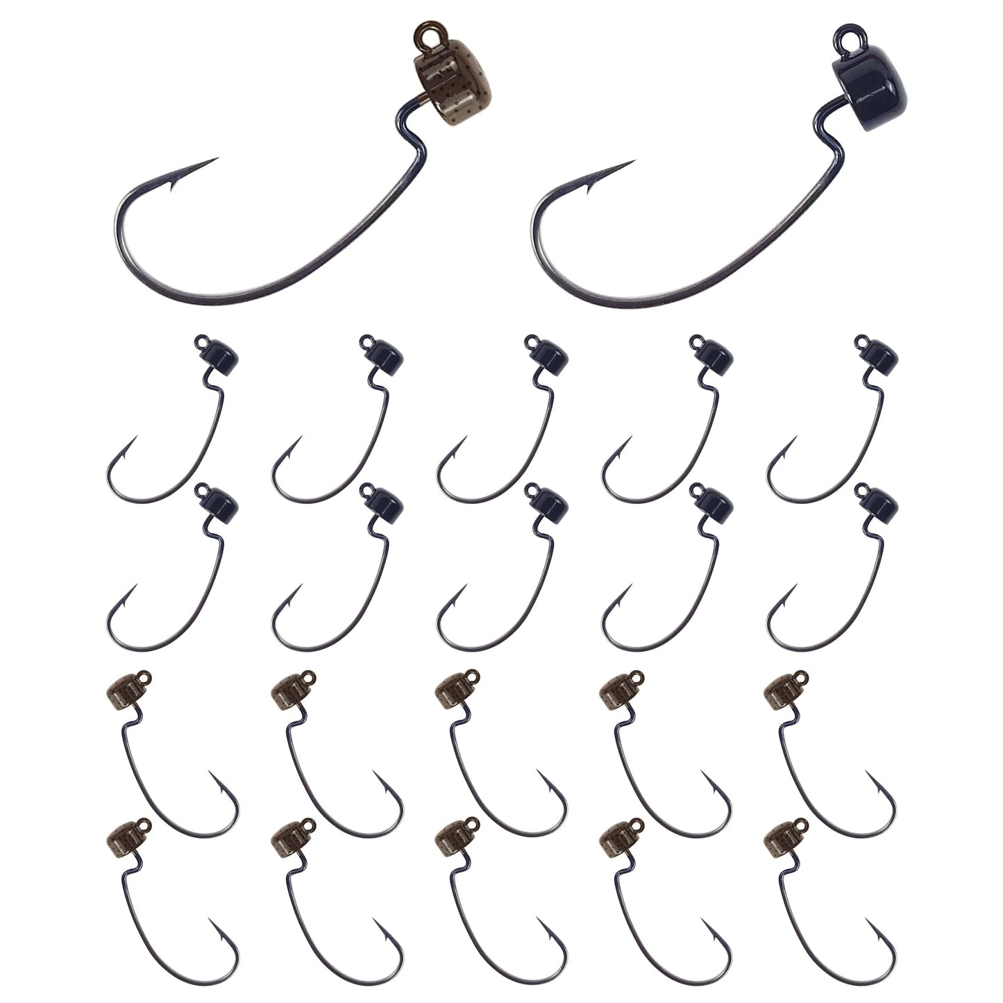 Eupheng Ned Rig Jig Kits, 1/5oz 1/6oz 1/8oz 1/10oz 1/16oz 25PCS Mushroom Jig Heads Including Weedless & Extra Wide Gap (EWG) Styles for Bass Trout Crappie Fishing 5 Colors Available