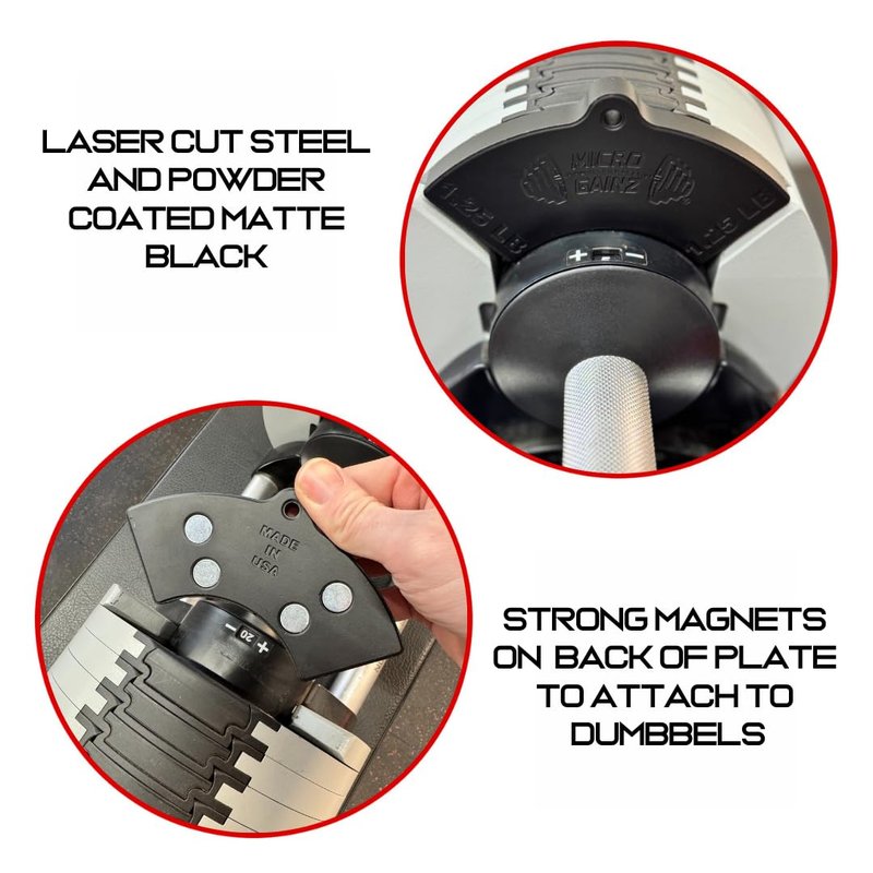 Micro Gainz 1.25LB Magnetic Weight Attachment for Nuobell Style Adjustable Dumbbells, Choose 2 or 4 Piece Magnetic Weight Plates, Ideal for Micro Loading Dumbbells, Made in USA (4 Piece Set)