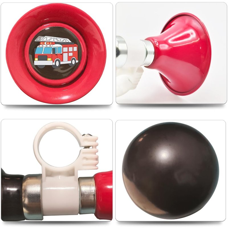 YeloYolker Kids Bike Horn, Cute Bicycle Handlebar Air Horn for Boys, Toddlers Universal Bike Accessories for Tricycle, Balance Bike, Scooter(Fire Truck)
