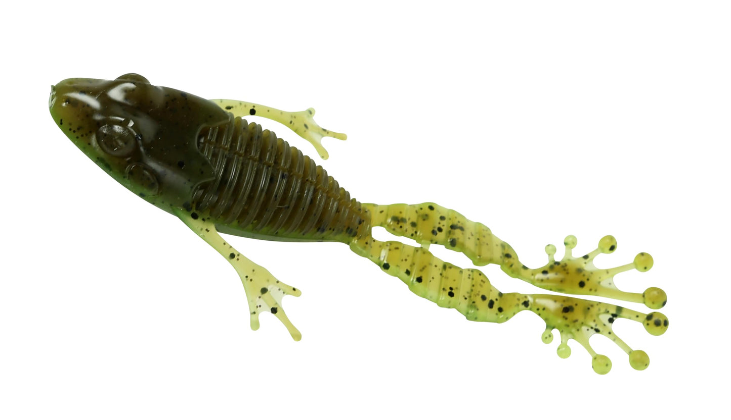 FishLab Nature Series Creature Baits Flippin Frog 3 1/2", Green Pumpkin Laminate