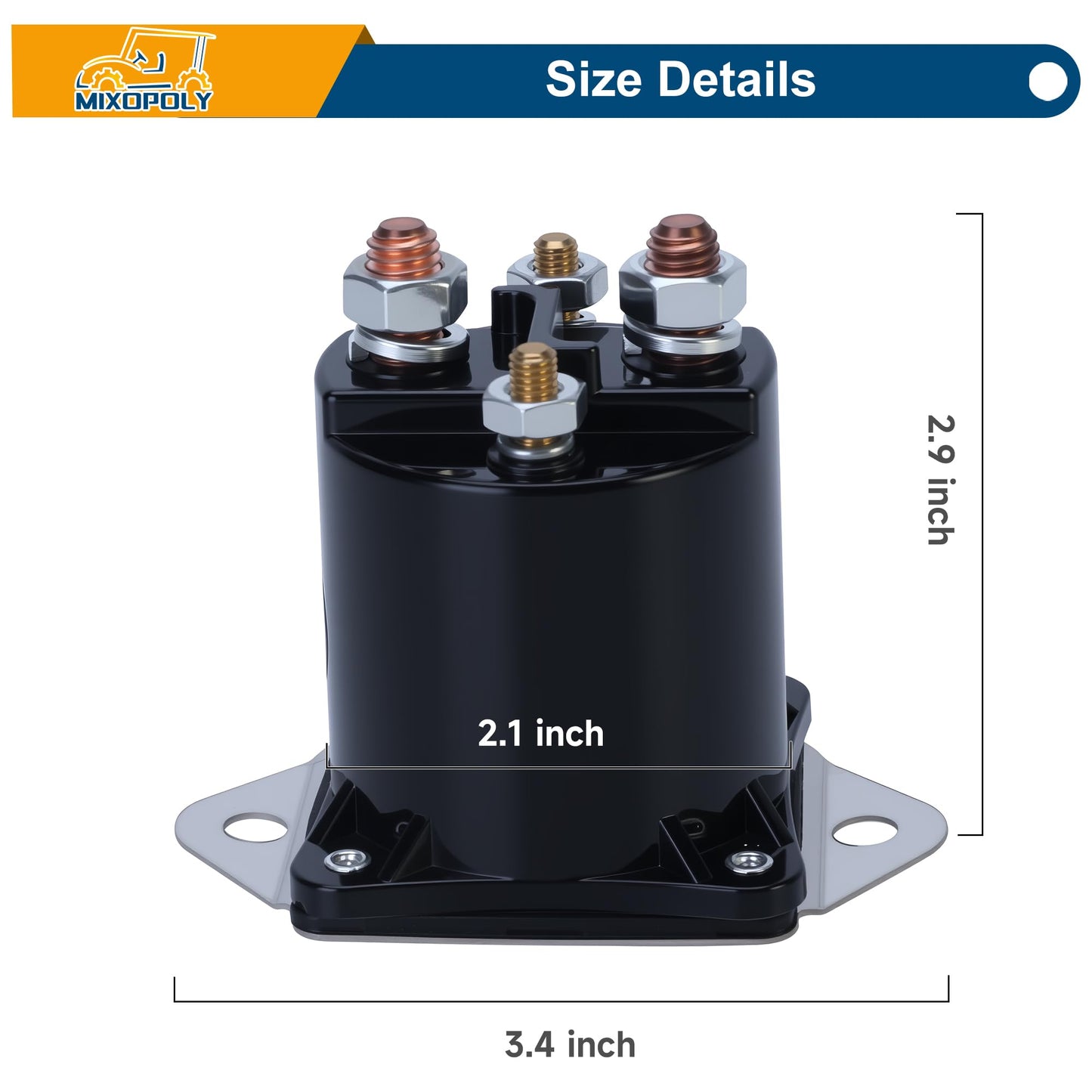 MIXOPOLY 12V Golf Cart Solenoid for Club Car DS Precedent Carryall 1984-up Gas Continuous Duty 4-Terminal Starter Solenoid Replace OEM 1013609 1012275 435-154 1117 LPL6003 10136-09