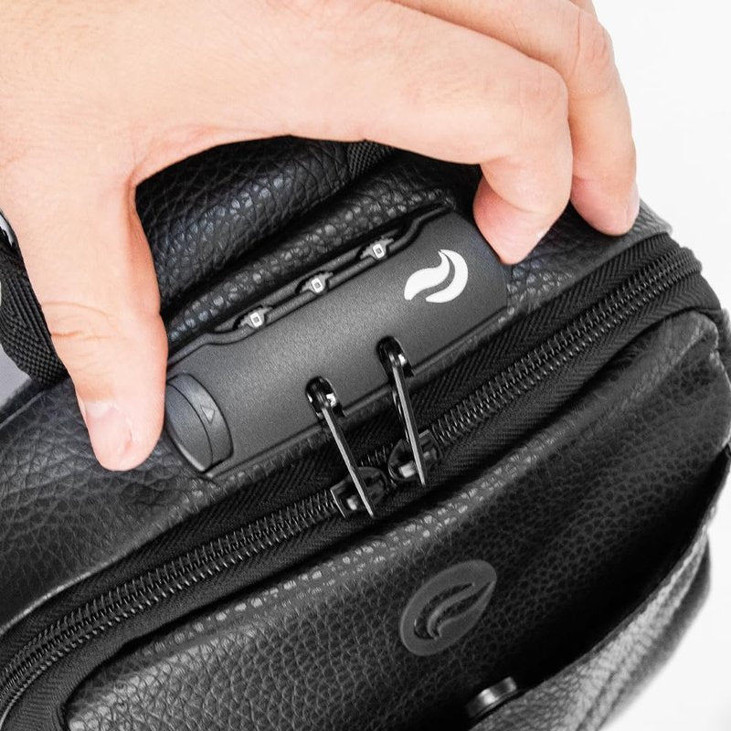 Skunk Uno Cross Body Backpack (Black Leather)