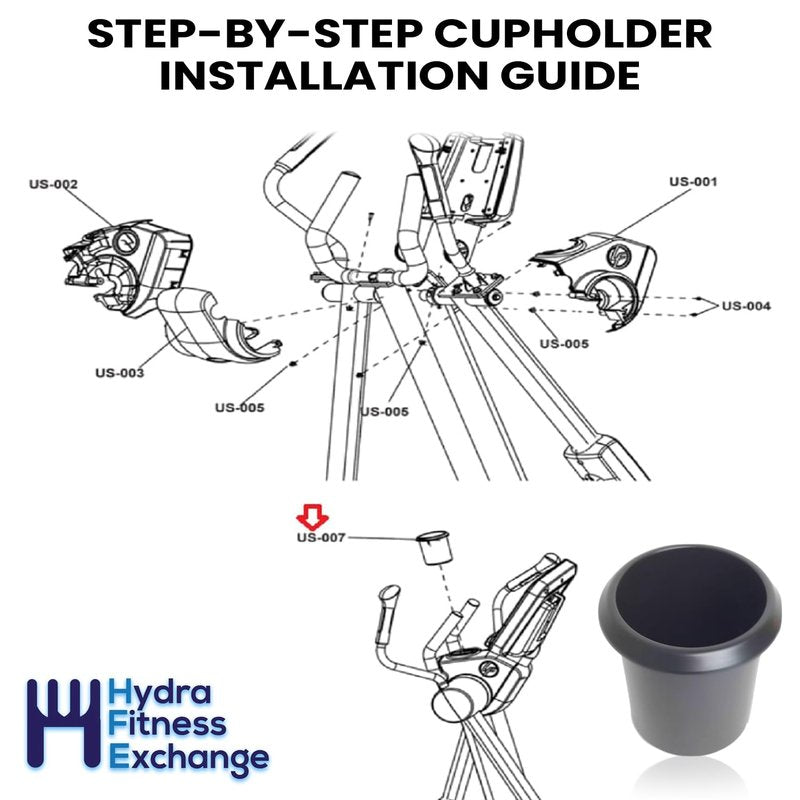 Hydra Fitness Exchange Elliptical Water Bottle Holder – Universal Gym Fitness Machine Cup Holder Durable Plastic Drink Holder for Home & Commercial Ellipticals - Life Fitness Compatible Charcoal Gray