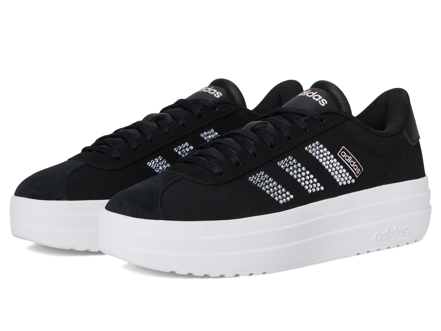 adidas Women's VL Court Bold Sneaker, Black/White/Clear Pink, 7.5