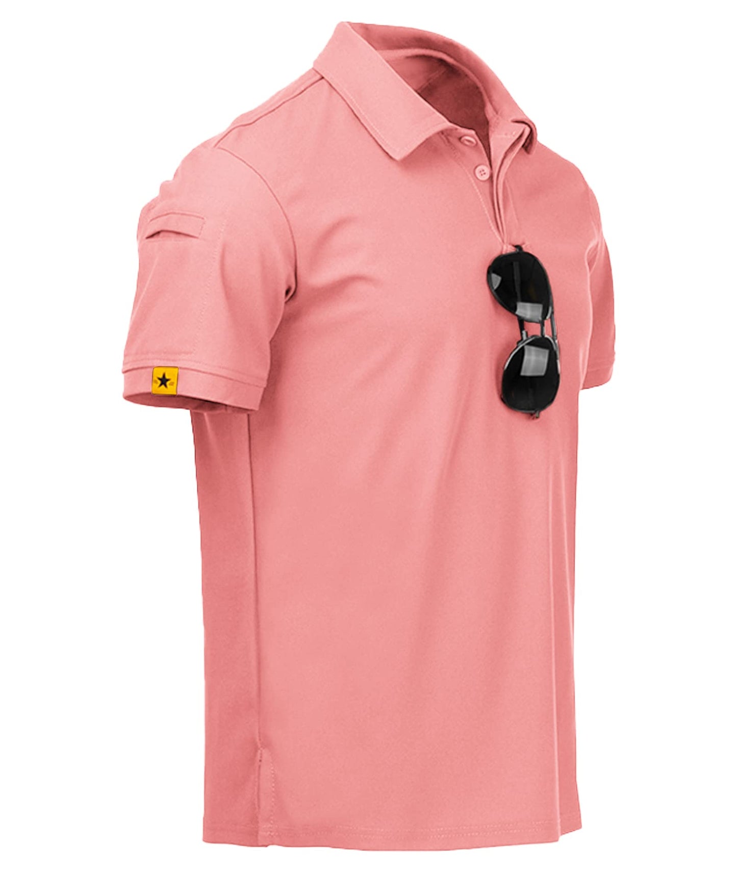 ZITY Mens Polo Shirt Short Sleeve Sports Tactical T-Shirt Athletic Golf Polos Daily Casual Stylish Collared Shirts for Men Coral Red X-Large