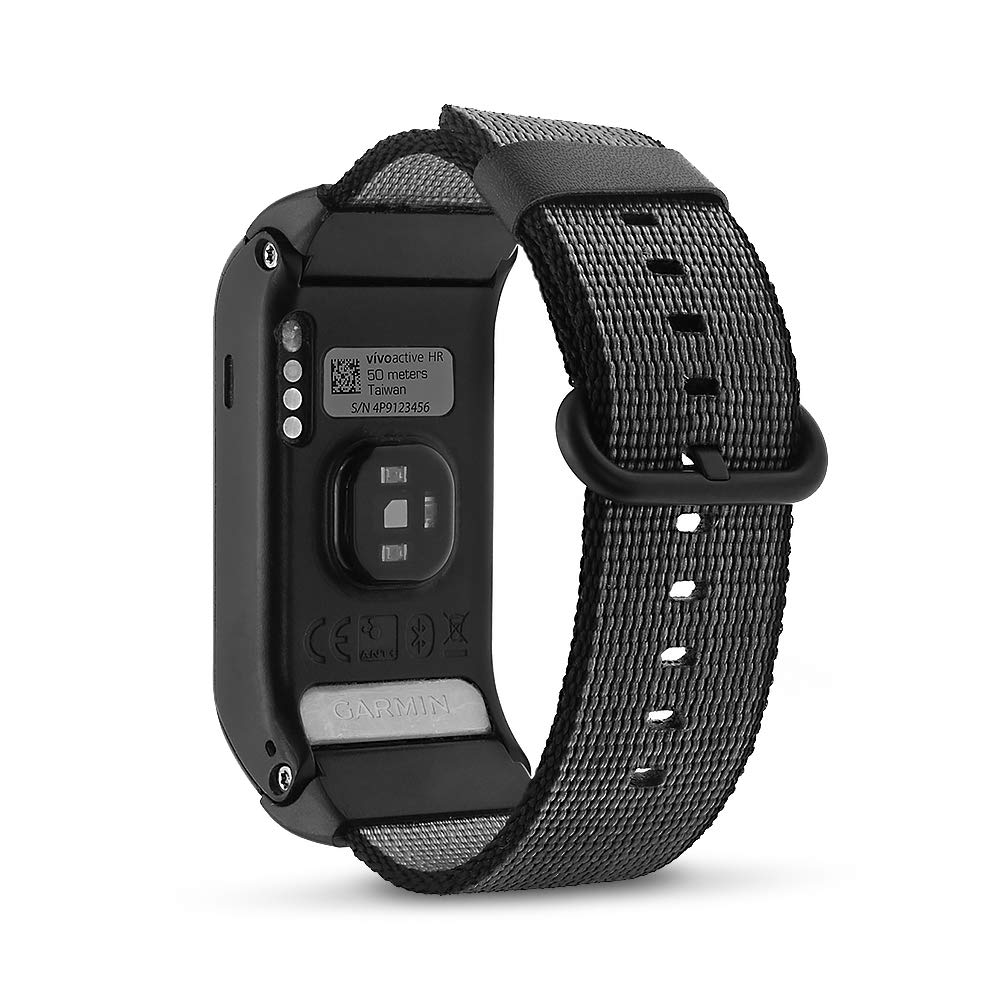C2D JOY Classic Nylon Weave Band Compatible with vivoactive HR Watch Bands Replacement Accessory Strap - Large (Black)