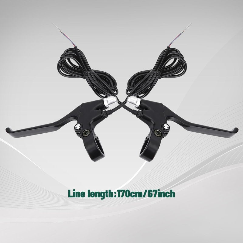 Yulatik 1 Pair 2 Wires Bike Brake Levers, 5.6 FT Durable Left & Right E Bike Bicycle Electric Brake Lever Accessories for 22.5mm Handlebar Mountain Bike, Road Bike