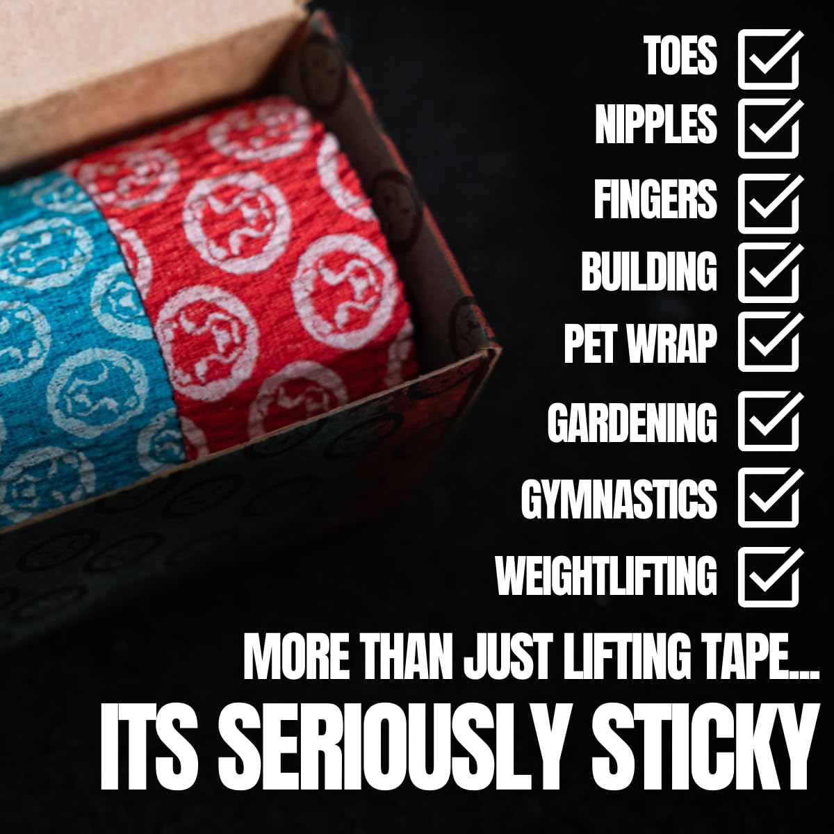 Mammal Strength Thumb Tape (3 Pack), Super Sticky & Stretchy lifting tape for Powerlifting, Olympic Lifting, Cross Training, Flexible & Easily Tearable grips weightlifting