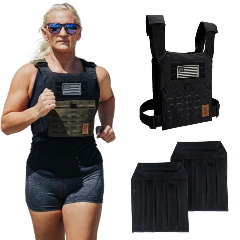 UBK MADE SPEED VEST Weighted Vest Woman, Heavy-duty fabrics optimized for running and workouts 15lb sand plates (Black)