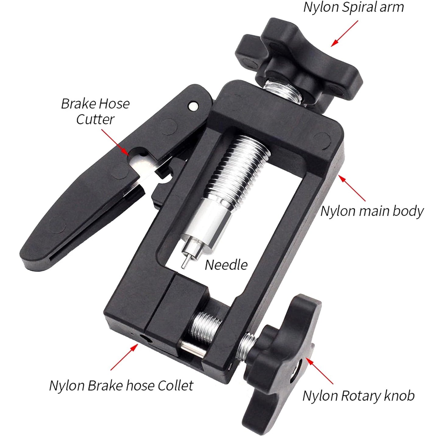 2 in 1 Lightweight Aluminum Alloy Hydraulic Hose Cutter & Needle Driver Insertion Tool for Bicycle Brake Repair, MTB Road Bike Oil Line Cutting and Fitting Installation