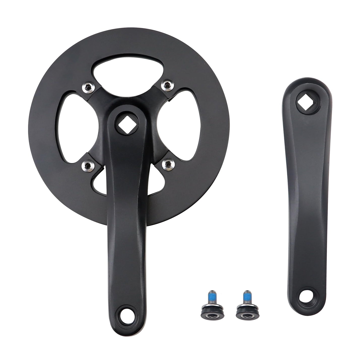 WEEROCK E Bike/Bike Crankset 1 Piece/Single 42T Chainring Crankset with Aluminium Alloy Double Chain Cover 170mm Arm for Single Speed and 6/7/8 Speeds Electric Bike,Bicycles, Folding Bicycle