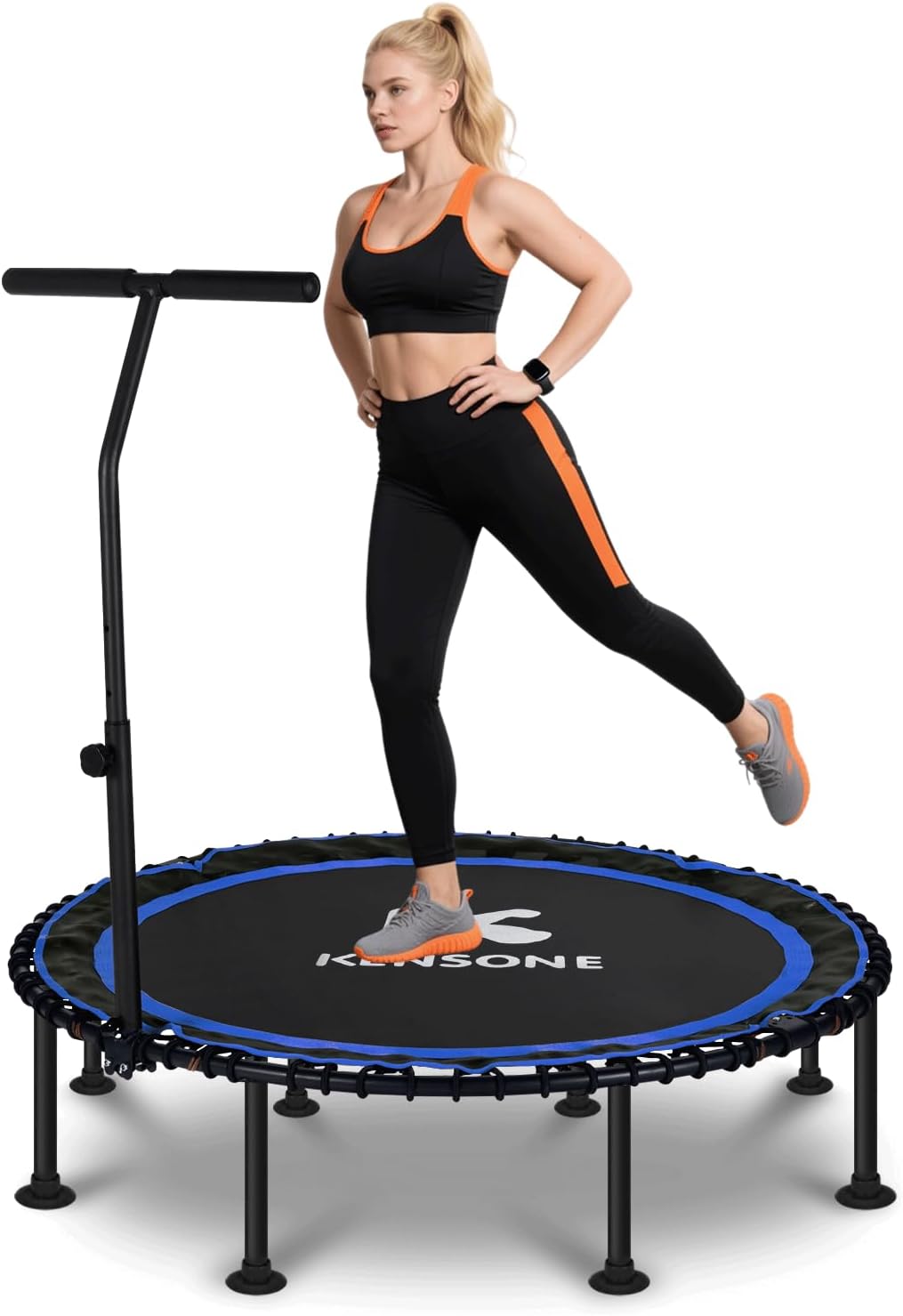 K KENSONE Foldable Rebounder Trampoline - 40/48" Indoor Mini Trampoline for Adults | 450/550 LBS Capacity, Quiet Bungee Design for Home Fitness