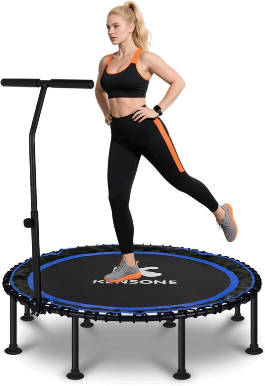 K KENSONE Foldable Rebounder Trampoline - 40/48" Indoor Mini Trampoline for Adults | 450/550 LBS Capacity, Quiet Bungee Design for Home Fitness