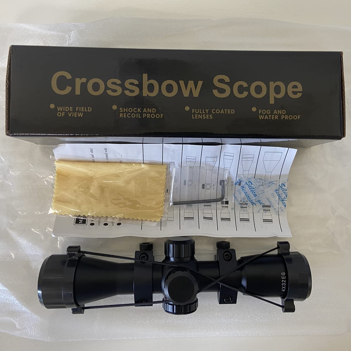 NyLeabon 4x32 Crossbow Scope, Red and Green Illuminated Scope, Glass Etched Reticle Scope, Compact Aiming Sight