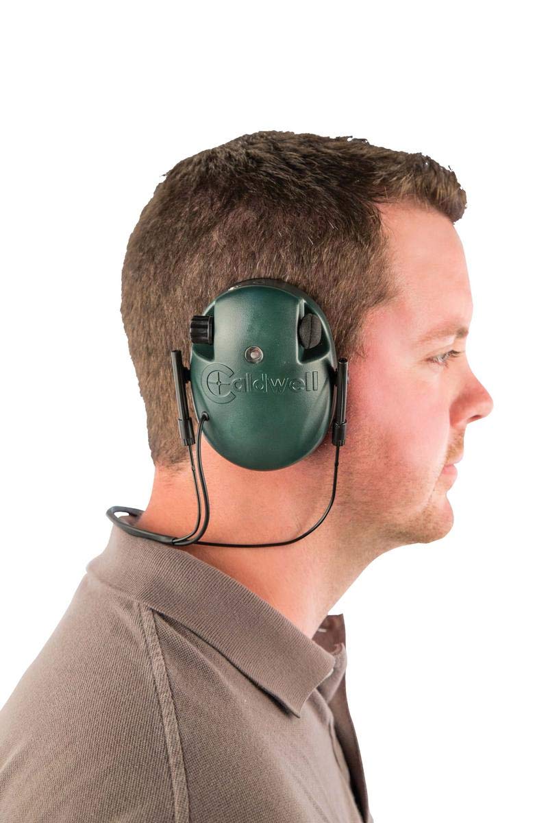 Caldwell E-MAX - ADULT Green Behind the Neck - Low Profile Electronic 21 NRR Hearing Protection with Sound Amplification - Adjustable Earmuffs for Shooting, Hunting and Range