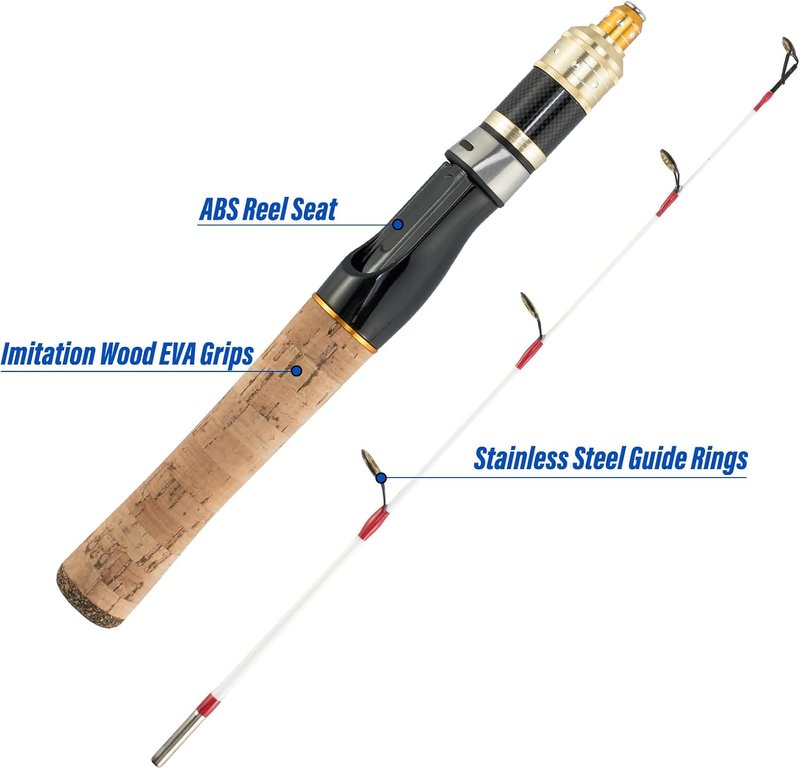 Dr.Fish Ice Fishing Rod and Reel Combo - Complete Winter Fishing Kit with Spinning Pole, Jigs & Tackle
