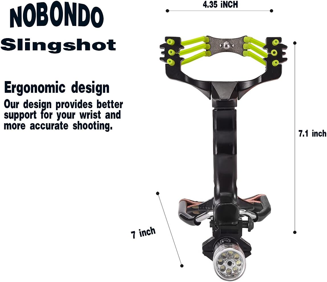 NOBONDO Strong Folding Slingshot - Powerful Adjustable Catapult with Wrist Brace & 100 Ammo Balls | Ideal for Hunting & Survival