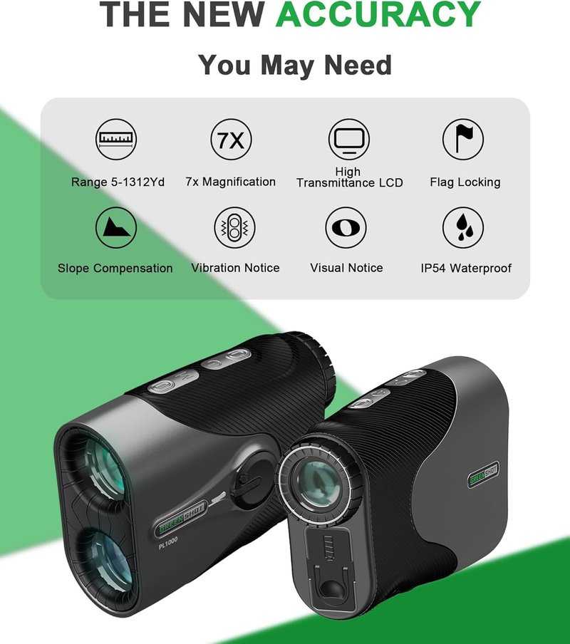 Golf Rangefinder with Slope, 7X Magnification High Transmittance, 1300 Yards Laser Range Finder for Golf Hunting Range Distance Measurement Flag Pole Lock Vibation (Grey)