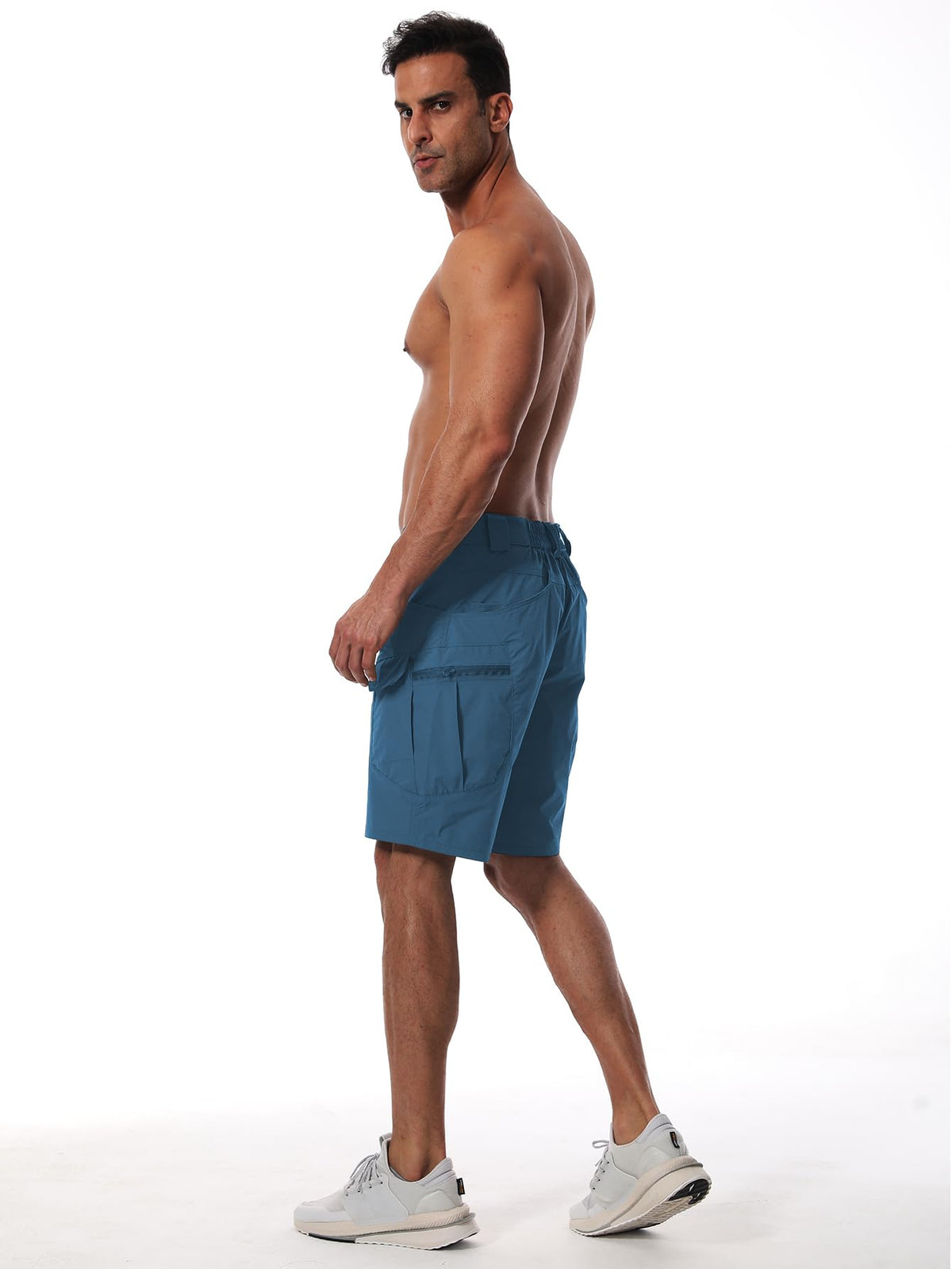 AUTIWITUA Men's Hiking Cargo Shorts Quick Dry 9" Lightweight Tactical Work Shorts with Pockets(No Belt) Blue