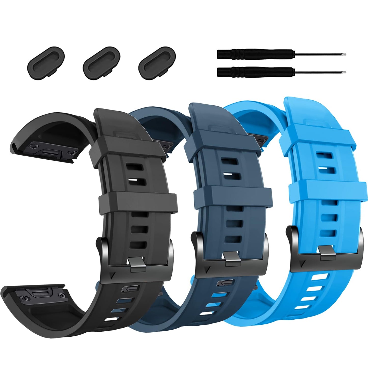 ZPJPPLX 26mm for GARMIN Fenix 7X Band, Fenix 6X Pro Fenix 5X Plus Watch Strap Descent Mk2i MK3i 51mm Silicone Wristband Fenix 6X Fenix 3 Smartwatch WristBand，3pack D