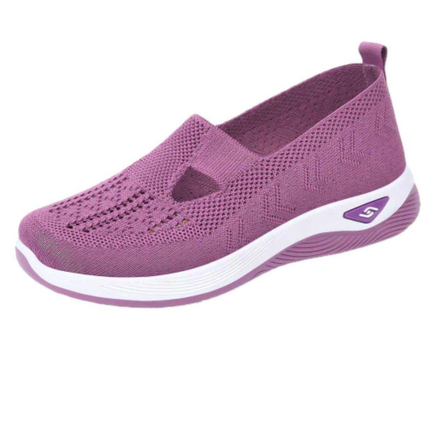 Generic Dress Sneakers Men Women's Slip on Sneakers Shoes Woven Orthopedic Breathable Soft Shoes Walking Diabetic Foam Shoes Hands Free Slip in V-667 Hot Pink 6.5