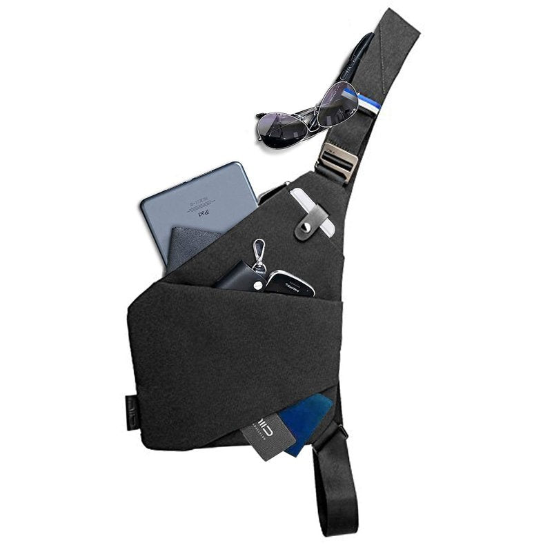 NIID-FINO NEO Sling Bag,Anti-theft Crossbody Shoulder Bag,Chest Bag for Men,Small Sling Bag for Men,Multipurpose Daypack (Meteorite black, Right Hand)