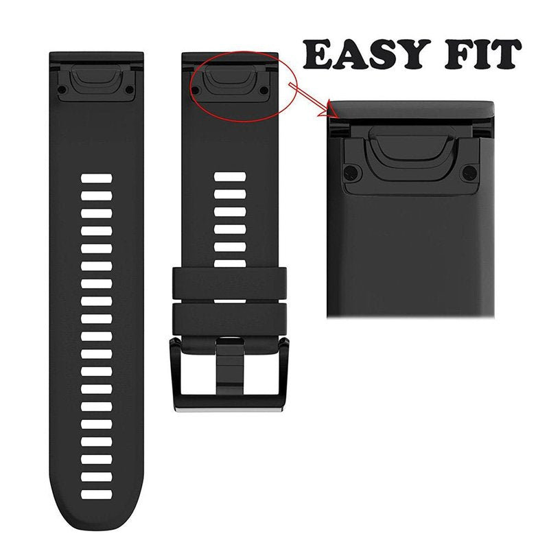 NotoCity Compatible Fenix 5X Band 26mm Width Soft Silicone Watch Strap for Fenix 8 51mm/Fenix 6X/Fenix 7X/Fenix 5X Plus/Fenix 6X Pro/Fenix 3/Fenix 3 HR/Tactix/Descent MK1/D2 Delta PX/D2 Charlie-Black