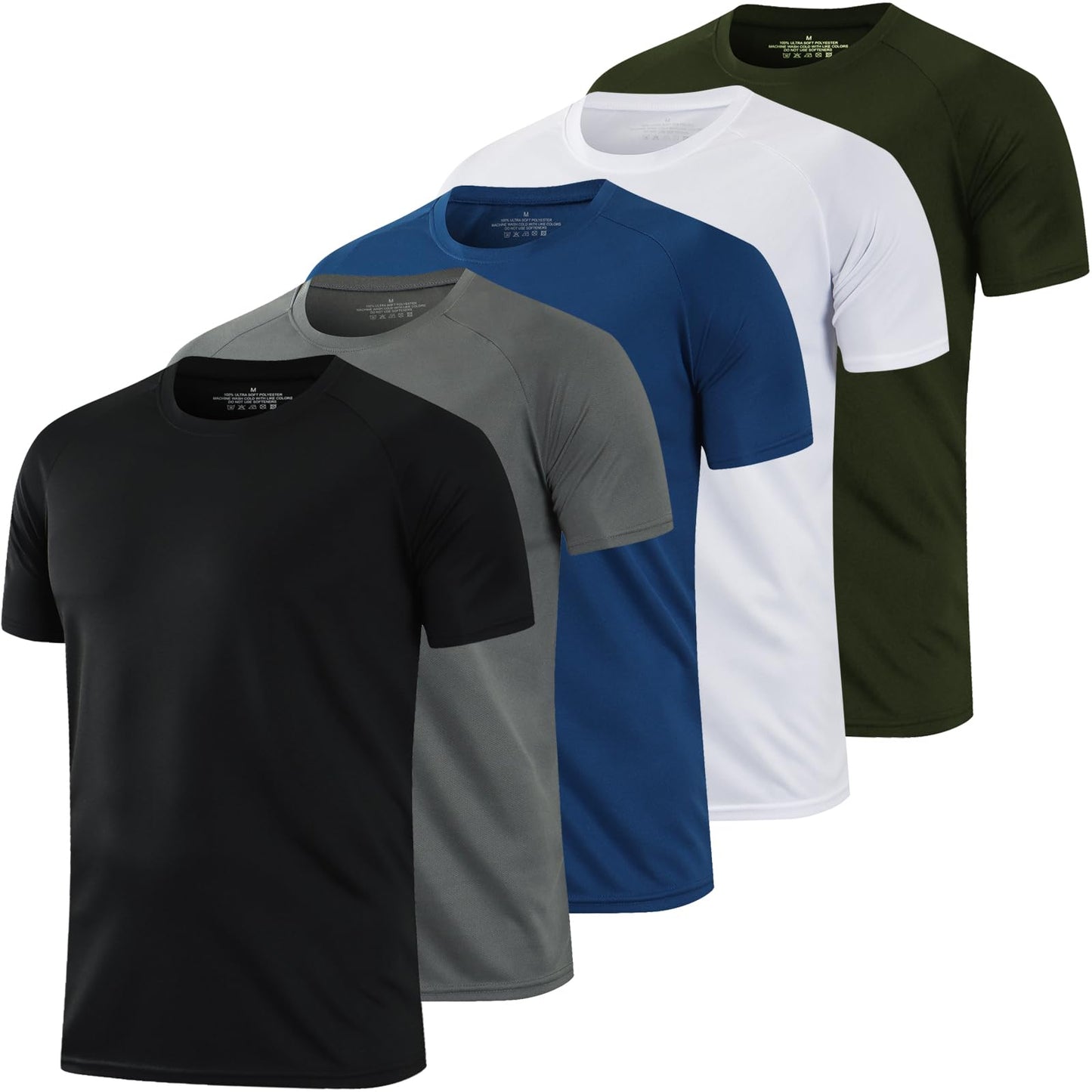 HovSiyla 5 Pack Running Shirts Men Sport Tops Dry Fit Gym Wicking Athletic T Shirts Breathable Cool Workout Shirts XL