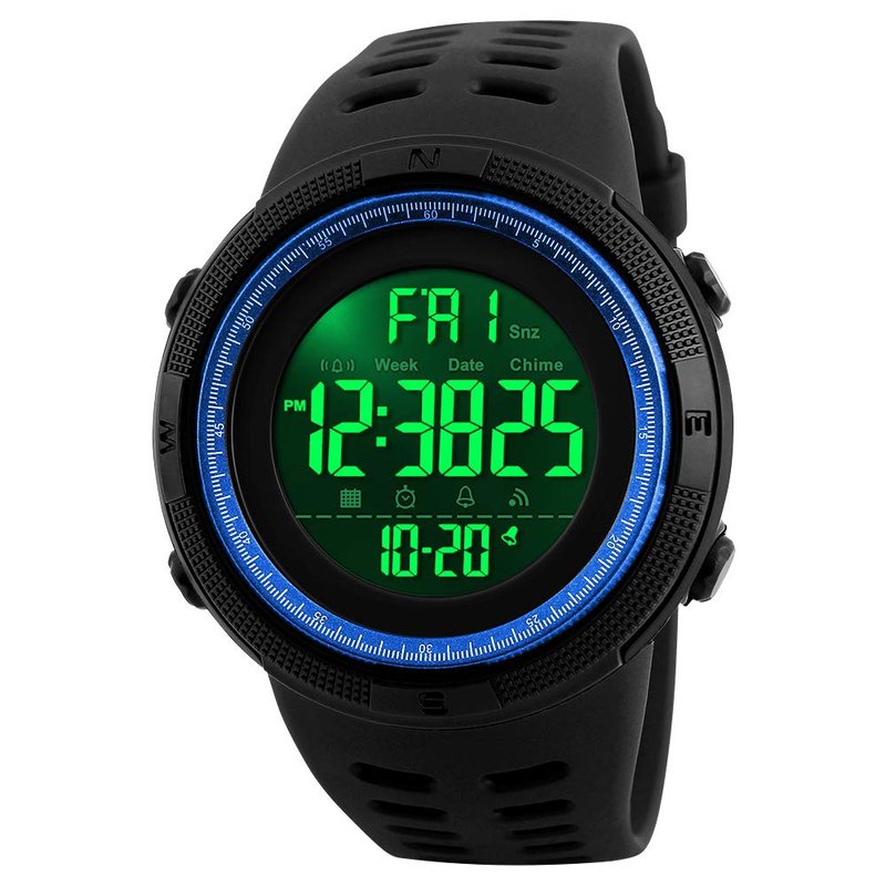 SKMEI Watch for Men,Military Sports Round Digital Watch with Waterproof Led Light Stopwatch Countdown Date Alarms Chronograph