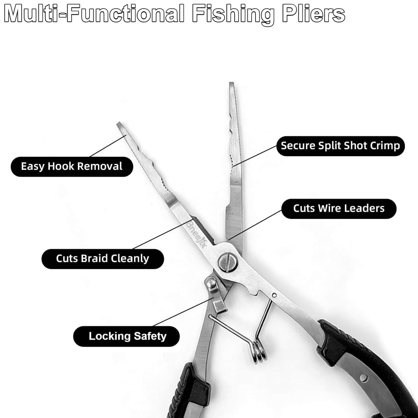 Bneajix Professional 8.4“ Fishing Plier with Safety Lock and Anti Loss Rope