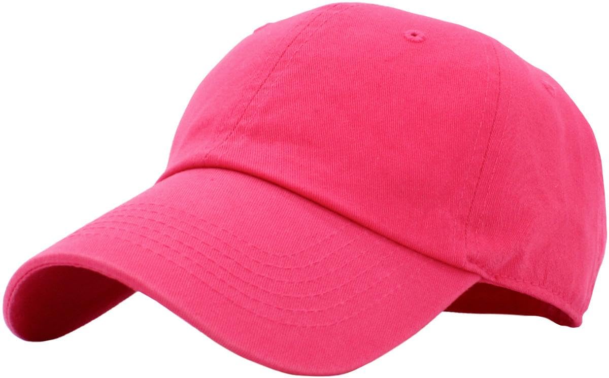 KB-LOW HPK Classic Cotton Dad Hat Adjustable Plain Cap. Polo Style Low Profile (Unstructured) (Classic) Hot Pink Adjustable
