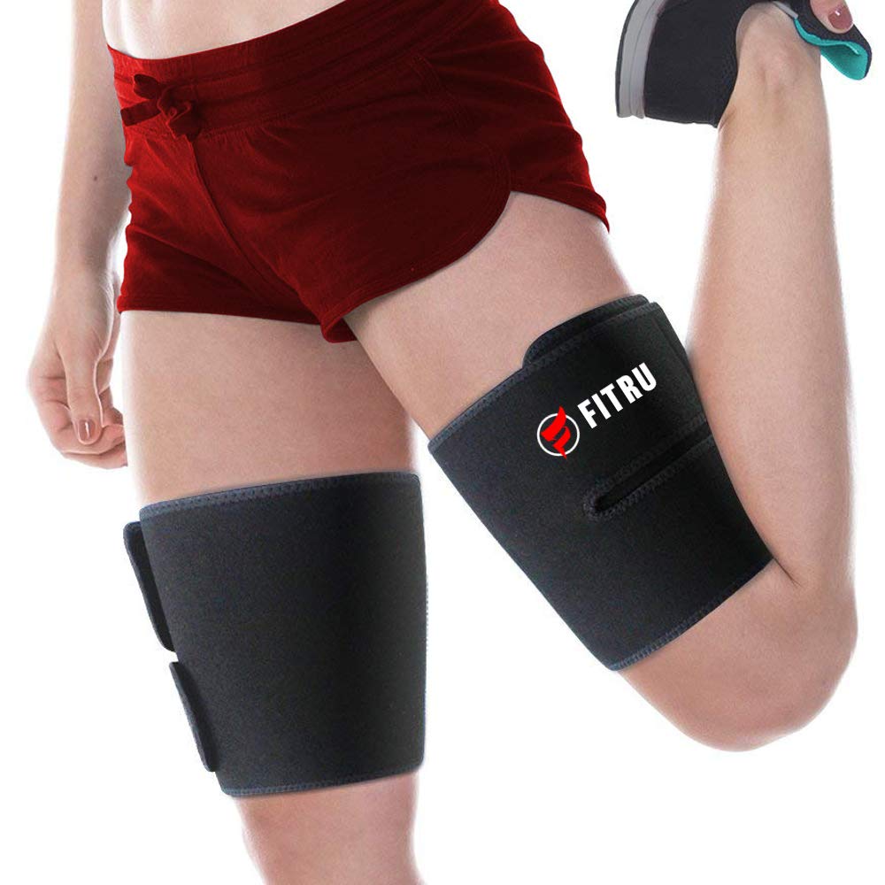 Fitru Premium Thigh Trimmers for Men & Women - Body Wrap Sauna Waist Trainer for Your Legs (Red, M: 31" X 8")