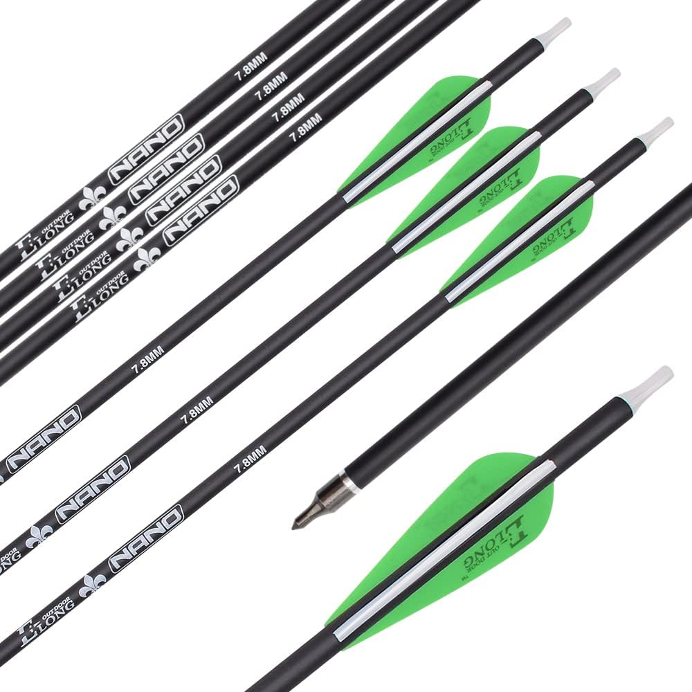 Carbon Arrows for Archery Bow - Hunting Target Practice with Removable Tips | 26, 28, 30 Inch, Spine 500, 6PCS/12PCS
