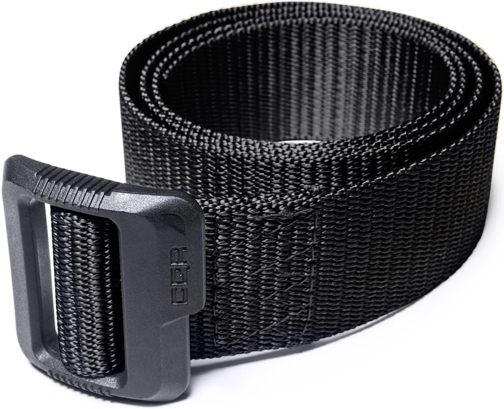 CQR Tactical Belt, Military Style Heavy Duty Belt, Webbing EDC Quick-Release Buckle, Dura Nylon Black, Small