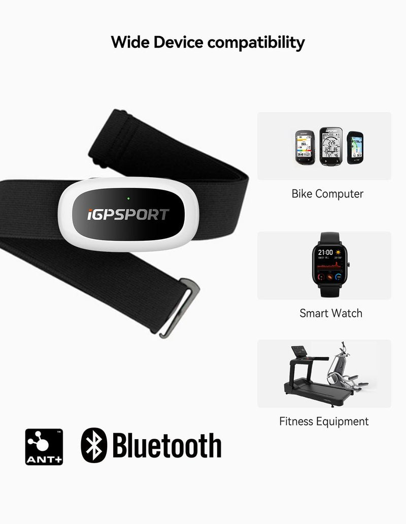 iGPSPORT HR50 Cycling Sensor Chest Strap, IPX7 Waterproof Bluetooth ANT+ for Cycling Running Jogging Yoga Fitness (Chest Strap)