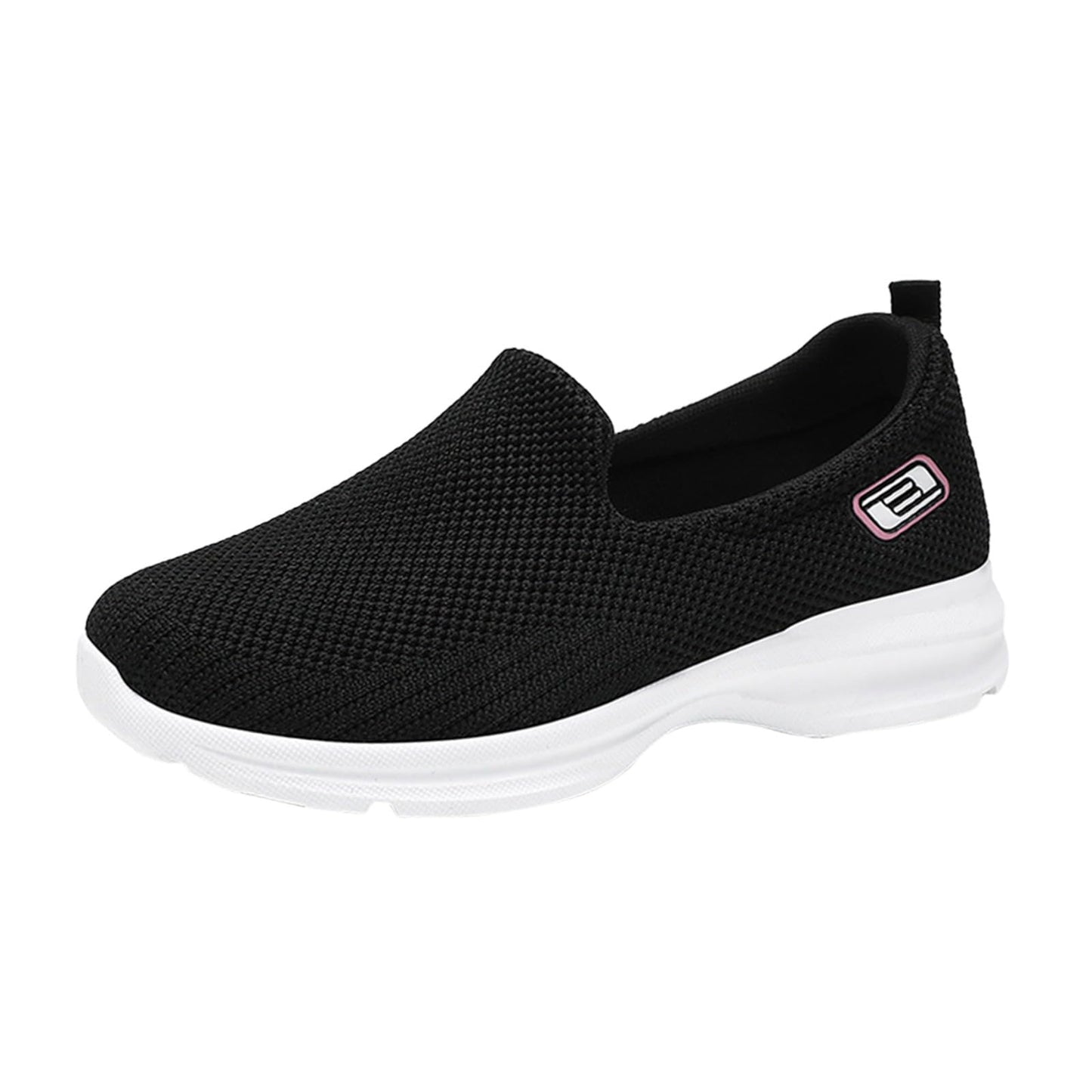 Womens Slip on Walking Shoes Casual Lightweight Sock Shoe Non-Slip Breathable Mesh Fashion Tennis Running Sneakers Black_07, 7.5