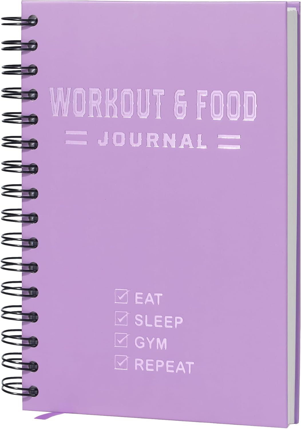 Fitness & Food Journal - A5 Hardcover Nutrition & Workout Planner for Men & Women | Sturdy Purple Log Book