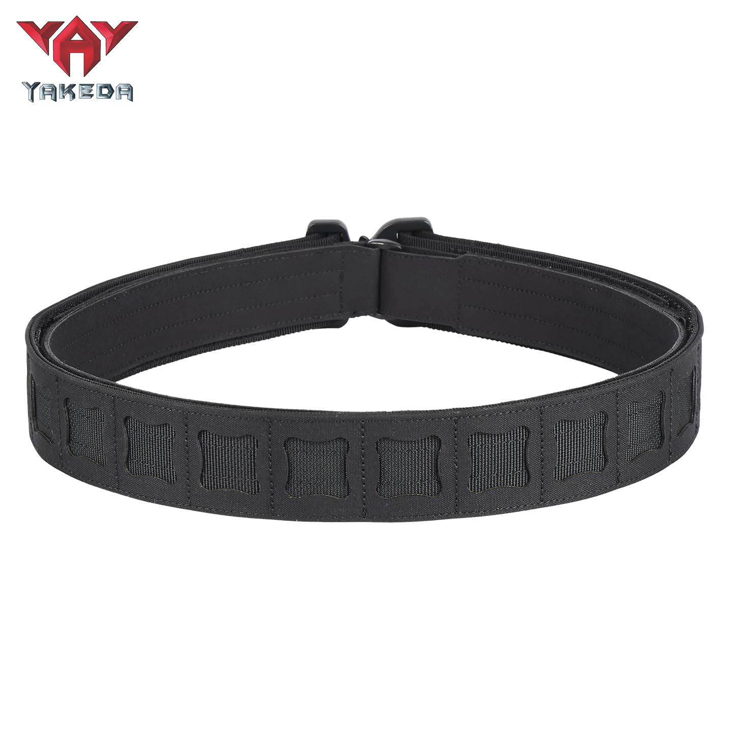 YAKEDA Tactical Battle Belt–Airsoft Reinfored Range Belt | Quick-Release Combat Ratchet Gun Belts for EDC, CCW (BK, L(34''-38''))