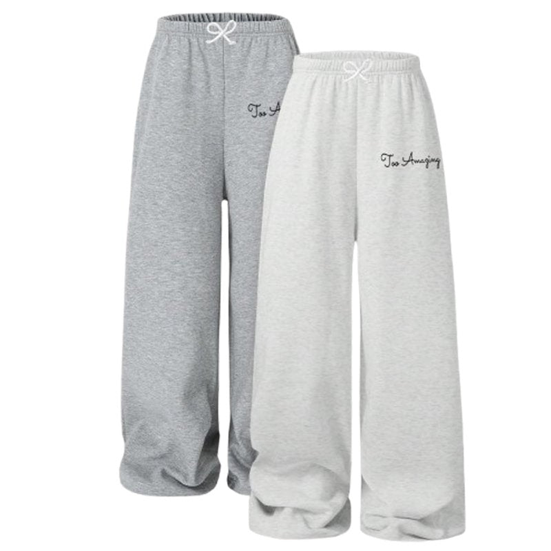 Ltvoo Girls 2 Pack Wide Straight Leg Track Pants Elastic Waist Casual Baggy Trousers Athletic Pants Loose Jogger Sweatpants for 8-12 Years (10 Years)