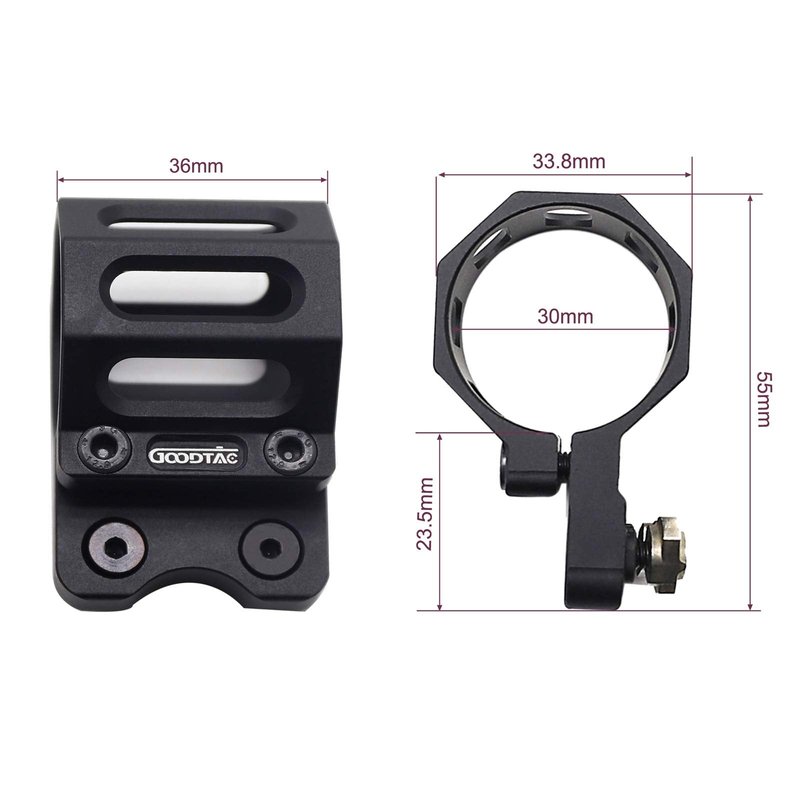 GOODTAC Offset Flashlight Ring Mount for Mlok Rail-3 Mounting Inserts Included (Black)