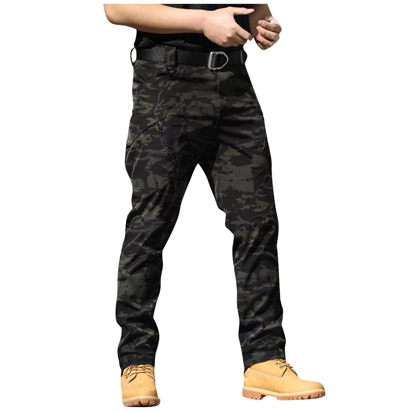 Baggy Cargo Pants Men Summer Work Pants Hiking Pants Cotton Outdoor Camo Tactical Pants Waterproof Pants Motorcycle Pants Mens Lightweight Stretch Fishing Travel Camping Pants with Multi Pockets