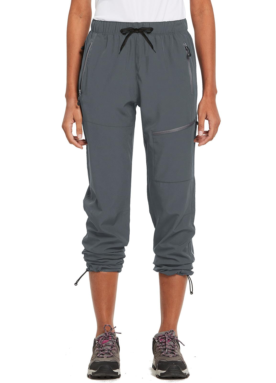 baleaf Travel Pants Women Hiking Long Tall Lightweight Quick Dry Water Resistant Cargo Pants 31'' Trip 31''-Dark Gray XS