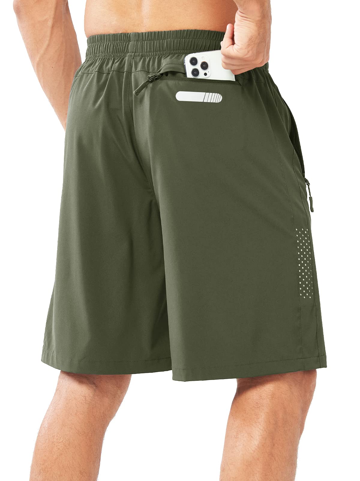 NORTHYARD Men's Athletic Running Shorts Gym Workout 7"/9"/5" Quick Dry Lightweight Sports Basketball Tennis 3 Zipper Pockets ARMYGREEN-9inch S