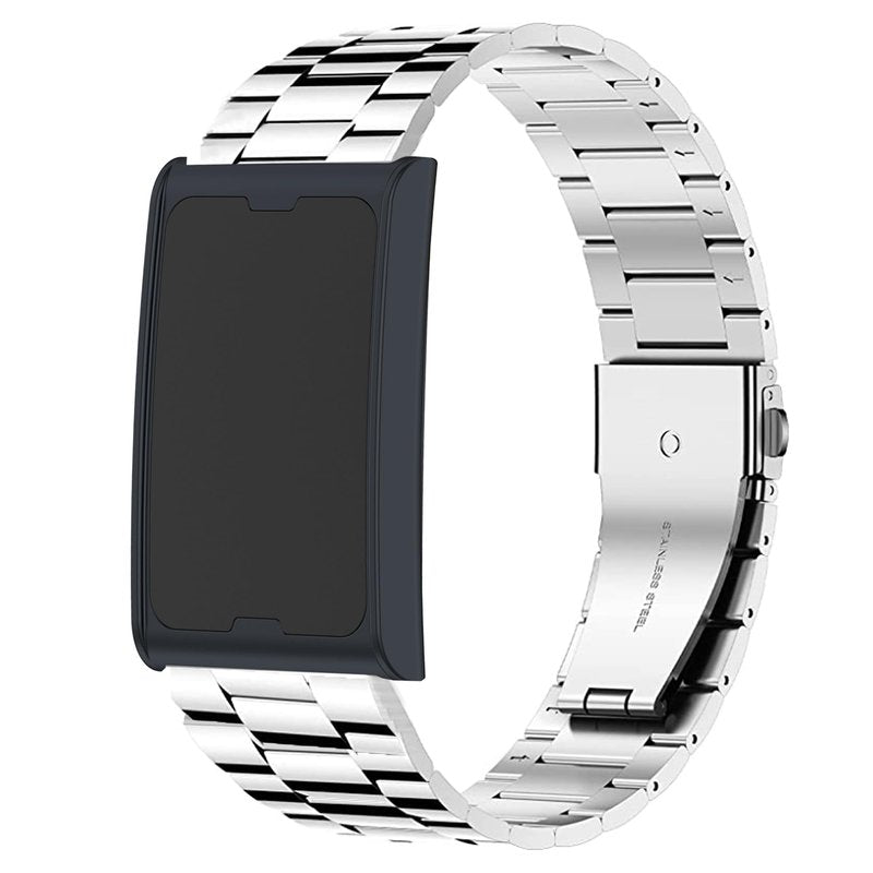 Lamshaw Compatible for Amazfit Helio Bands, Quick Release Stainless Steel Metal Replacement Straps Compatible for Amazfit Helio Fitness Tracker Wristband (Silver)