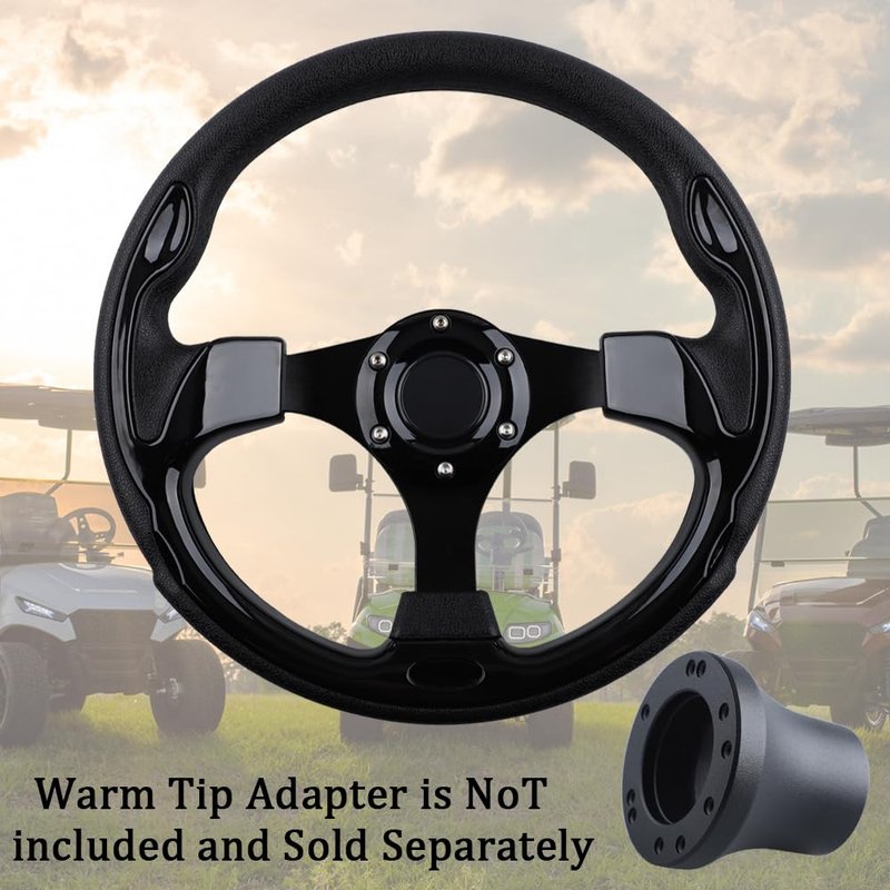 Universal Golf Cart Steering Wheel for EZGO RXV & TXT, Club Car DS and Club Car Precedent EZGO Yamaha Golf Car Accessories (Black)