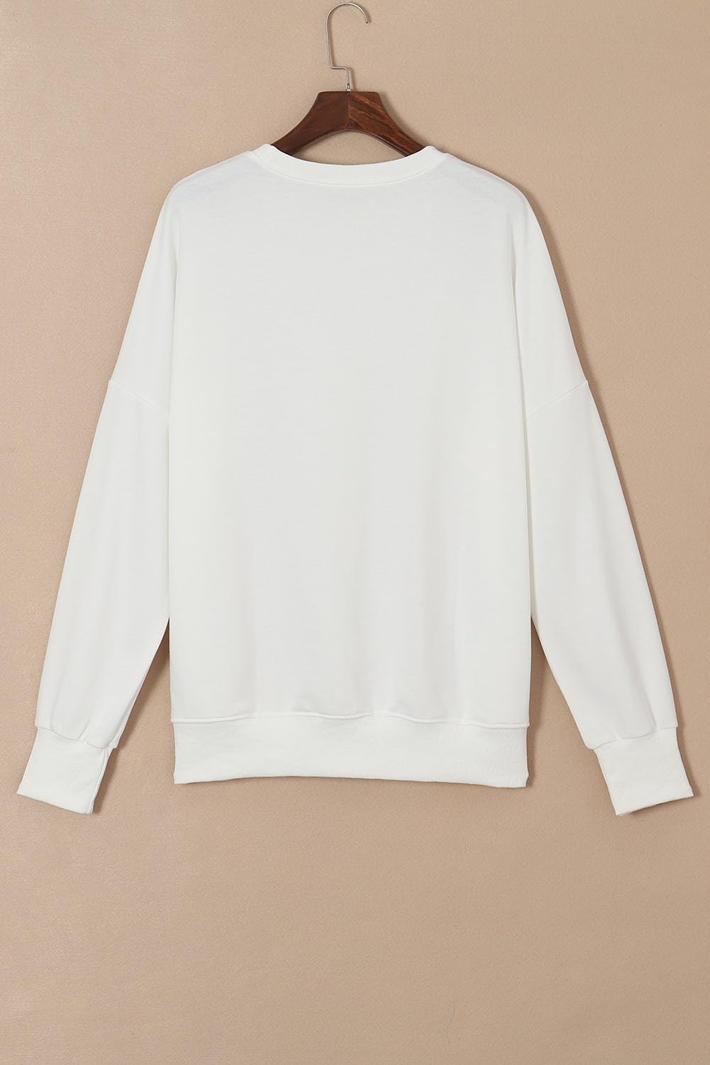 SHEWIN Women Fall Sweatshirt Oversized Pullover Tops White, Size M
