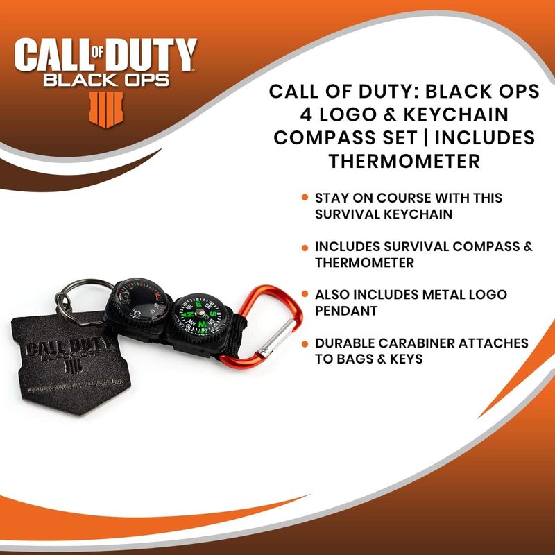 Call of Duty: Black Ops 4 Logo & Keychain Compass Navigation Set | Includes Thermometer, Compass, & Black Ops 4 Shield Emblem