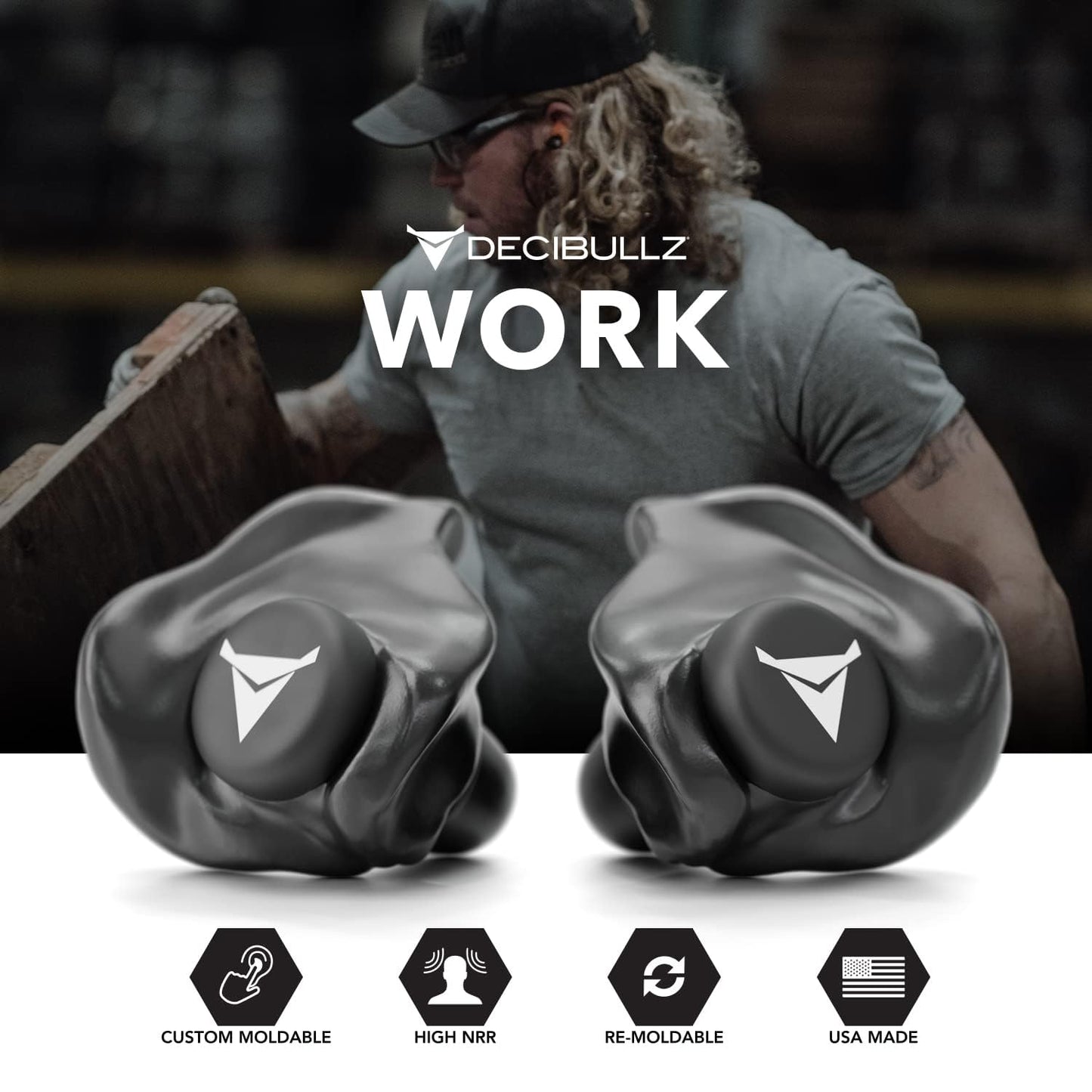 Decibullz - Custom Molded Earplugs, 31dB Highest NRR, Comfortable Hearing Protection for Shooting, Travel, Swimming, Work and Concerts (2 Pack)